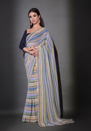 Picture of Superb Georgette Light Slate Grey Saree