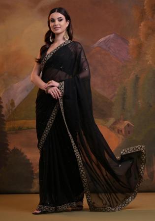 Picture of Magnificent Georgette Black Saree