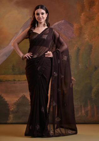 Picture of Delightful Georgette Black Saree