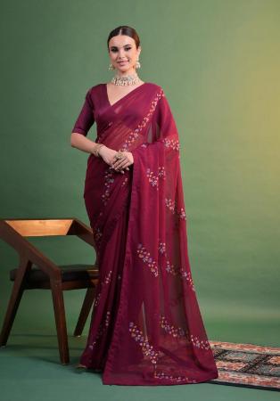 Picture of Sightly Georgette Maroon Saree