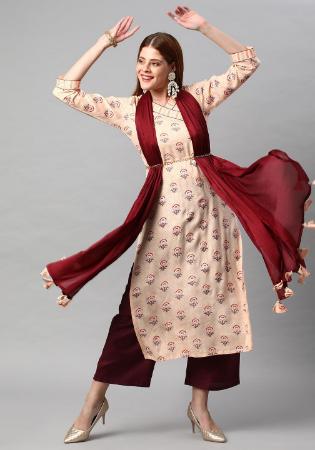 Picture of Rayon Blanched Almond Readymade Salwar Kameez