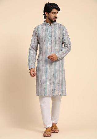 Picture of Resplendent Linen Light Slate Grey Kurtas