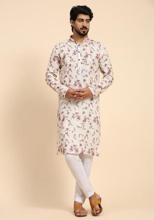 Picture of Graceful Linen Off White Kurtas