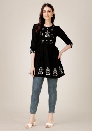 Picture of Classy Rayon Black Kurtis & Tunic