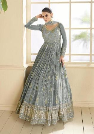 Picture of Nice Georgette Grey Anarkali Salwar Kameez