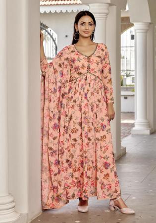 Picture of Classy Georgette Light Salmon Kurtis & Tunic