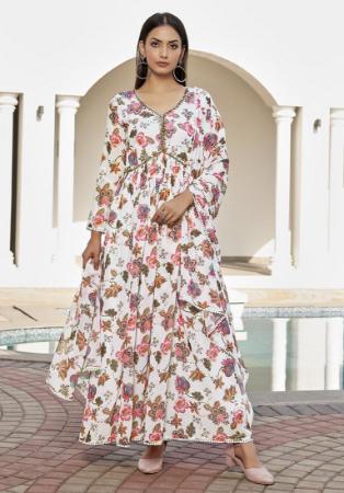 Picture of Wonderful Georgette White Kurtis & Tunic