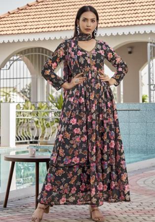 Picture of Amazing Georgette Black Kurtis & Tunic