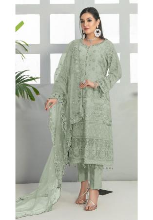 Picture of Georgette Dark Sea Green Straight Cut Salwar Kameez