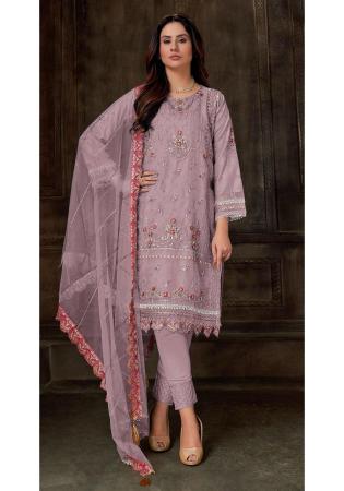 Picture of Charming Georgette Plum Straight Cut Salwar Kameez