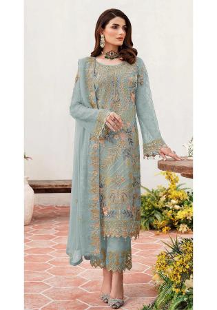 Picture of Georgette Dark Sea Green Straight Cut Salwar Kameez