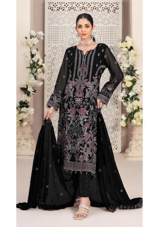 Picture of Superb Georgette Black Straight Cut Salwar Kameez