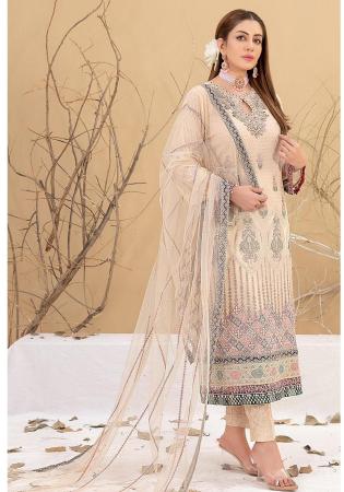 Picture of Georgette Pale Golden Rod Straight Cut Salwar Kameez