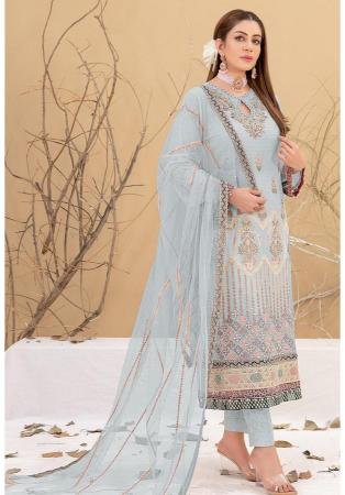 Picture of Georgette Light Slate Grey Straight Cut Salwar Kameez