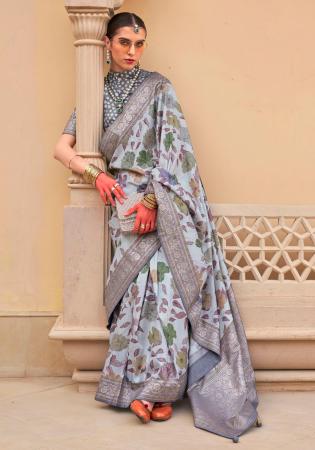 Picture of Comely Silk Light Steel Blue Saree