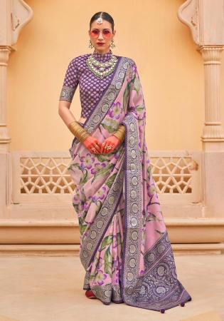 Picture of Superb Silk Pale Violet Red Saree