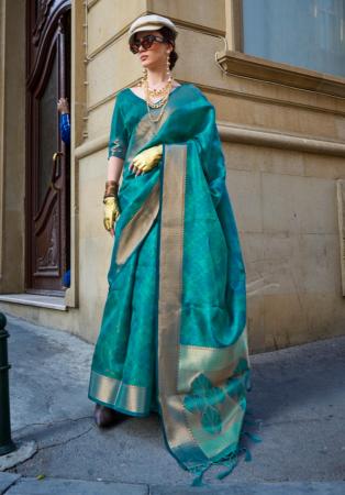 Picture of Lovely Organza Teal Saree