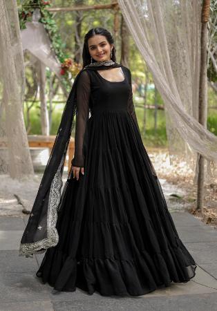 Picture of Amazing Georgette Black Readymade Gown