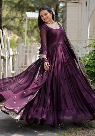 Picture of Enticing Georgette Maroon Readymade Gown