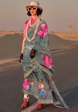 Picture of Magnificent Silk Dim Gray Saree