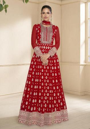 Picture of Exquisite Georgette Fire Brick Anarkali Salwar Kameez