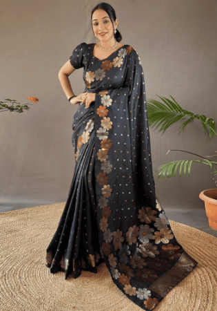 Picture of Ideal Silk Black Saree