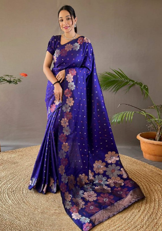 Picture of Wonderful Silk Navy Blue Saree