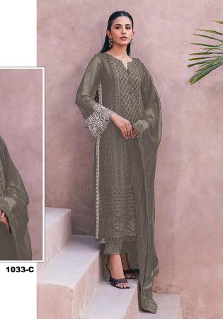 Picture of Georgette Dim Gray Straight Cut Salwar Kameez