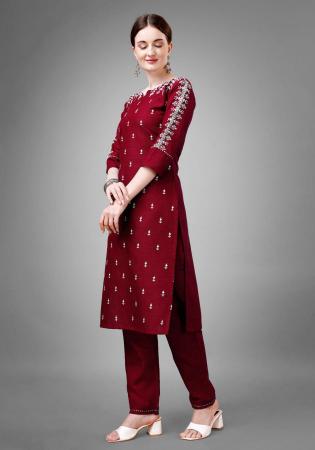 Picture of Statuesque Cotton Maroon Readymade Salwar Kameez