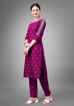 Picture of Superb Cotton Purple Readymade Salwar Kameez