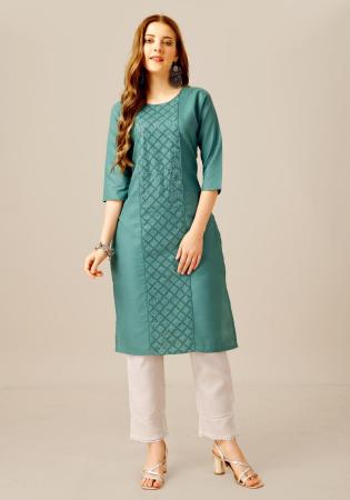 Picture of Comely Cotton Cadet Blue Kurtis & Tunic