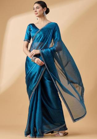 Picture of Good Looking Organza Teal Saree