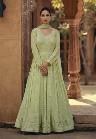 Picture of Georgette Dark Khaki Straight Cut Salwar Kameez