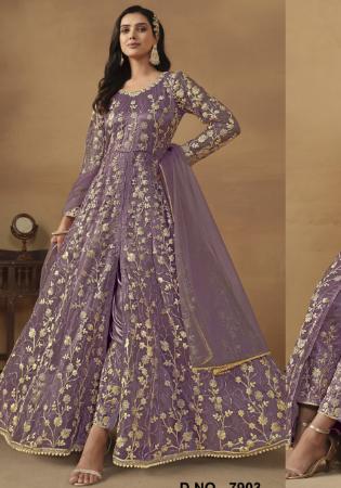 Picture of Sublime Net Dim Gray Anarkali Salwar Kameez