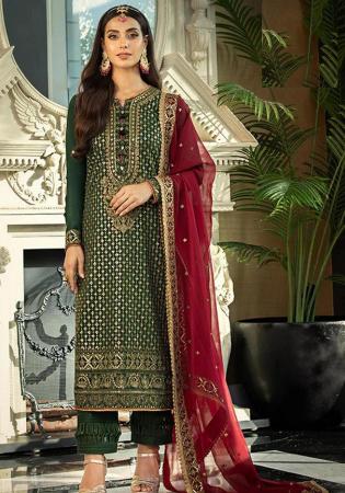 Picture of Georgette Saddle Brown Straight Cut Salwar Kameez