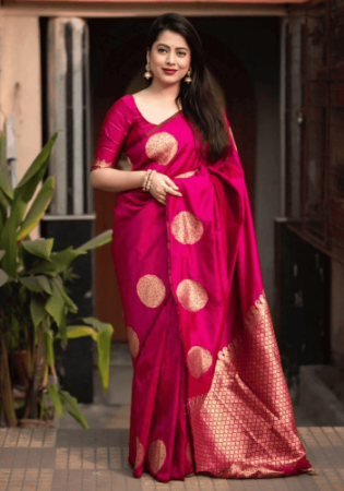 Picture of Stunning Silk Deep Pink Saree