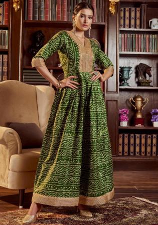 Picture of Cotton Dark Olive Green Readymade Salwar Kameez