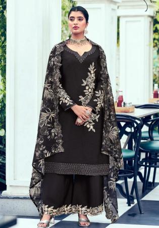 Picture of Beautiful Chiffon Black Straight Cut Salwar Kameez