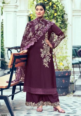 Picture of Classy Chiffon Brown Straight Cut Salwar Kameez