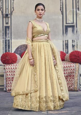 Picture of Fine Georgette Pale Golden Rod Lehenga Choli