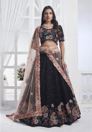 Picture of Fine Net & Organza Black Lehenga Choli