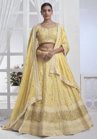 Picture of Stunning Net & Organza Khaki Lehenga Choli