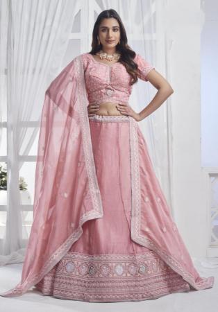 Picture of Taking Net & Organza Rosy Brown Lehenga Choli