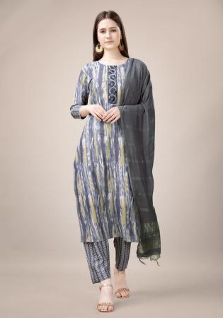 Picture of Well Formed Rayon Slate Grey Readymade Salwar Kameez