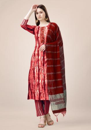 Picture of Grand Rayon Dark Red Readymade Salwar Kameez