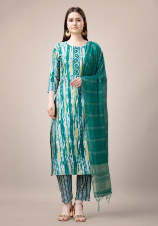 Picture of Admirable Rayon Dark Cyan Readymade Salwar Kameez