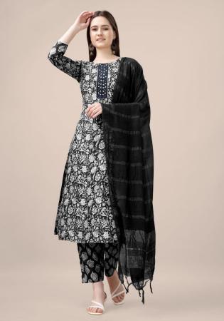 Picture of Pleasing Rayon Black Readymade Salwar Kameez