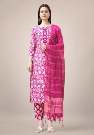 Picture of Resplendent Rayon Hot Pink Readymade Salwar Kameez