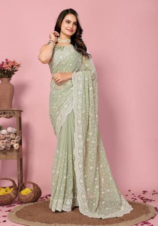 Picture of Enticing Georgette Rosy Brown Saree