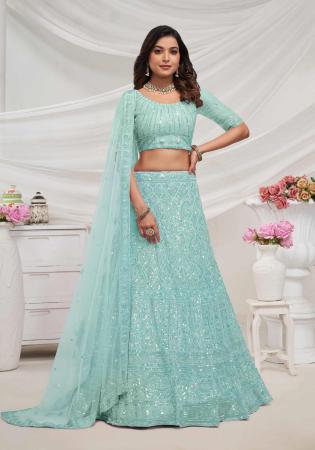 Picture of Ravishing Net Dark Sea Green Lehenga Choli